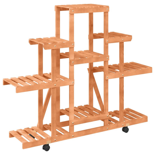 Portavaso con ruote 110 x 25 x 101 cm in legno massello di abete marrone 02_0045225