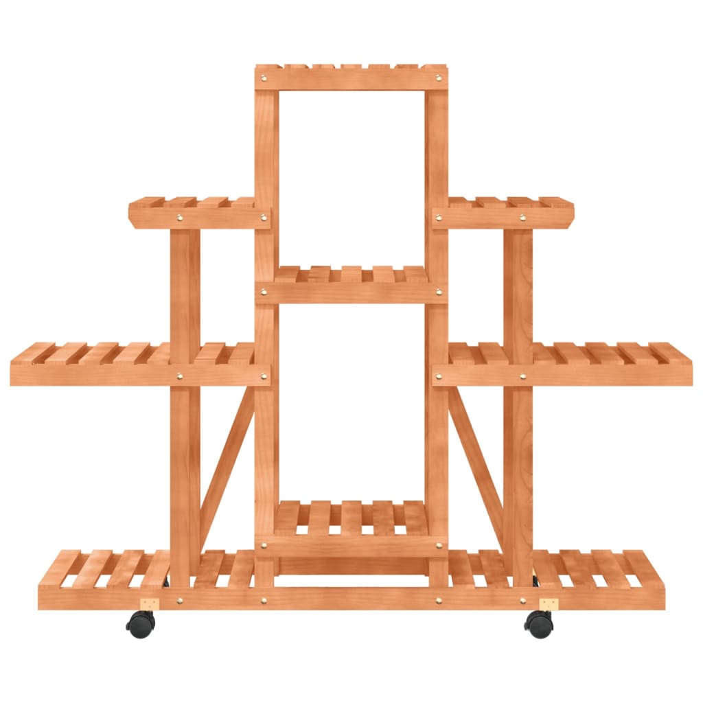 Portafiori con Ruote-Supporto per Piante Mobile-Rastrelliera per Fiori 110x25x101 cm in Legno Massello di Abete 903864