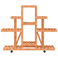 Portafiori con Ruote-Supporto per Piante Mobile-Rastrelliera per Fiori 110x25x101 cm in Legno Massello di Abete 903864