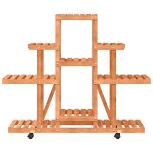 Portafiori con Ruote-Supporto per Piante Mobile-Rastrelliera per Fiori 110x25x101 cm in Legno Massello di Abete 903864