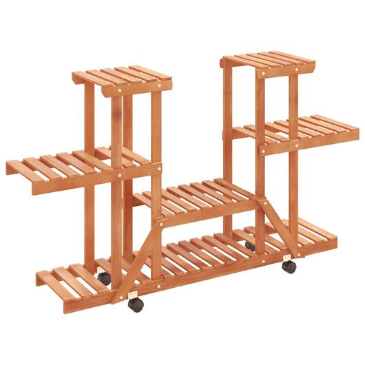 Portavaso con ruote 110 x 25 x 78 cm in legno massello di abete marrone 02_0045229