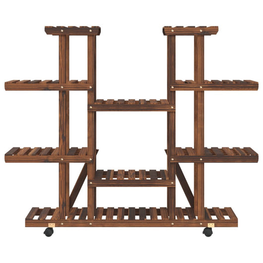 Portavaso con ruote 110 x 25 x 115 cm in legno massello di abete marrone 02_0045227