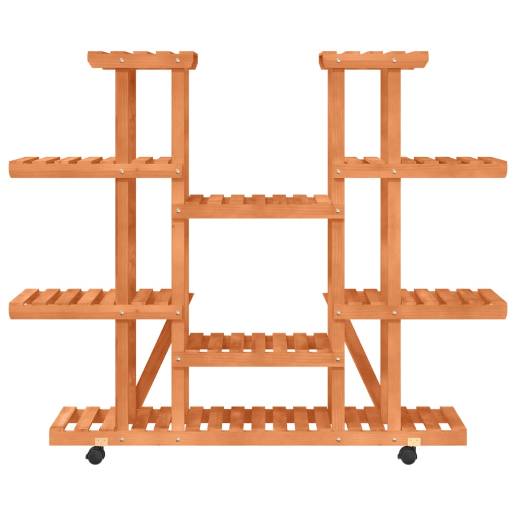 Portavaso con ruote 110 x 25 x 115 cm in legno massello di abete marrone 02_0045226