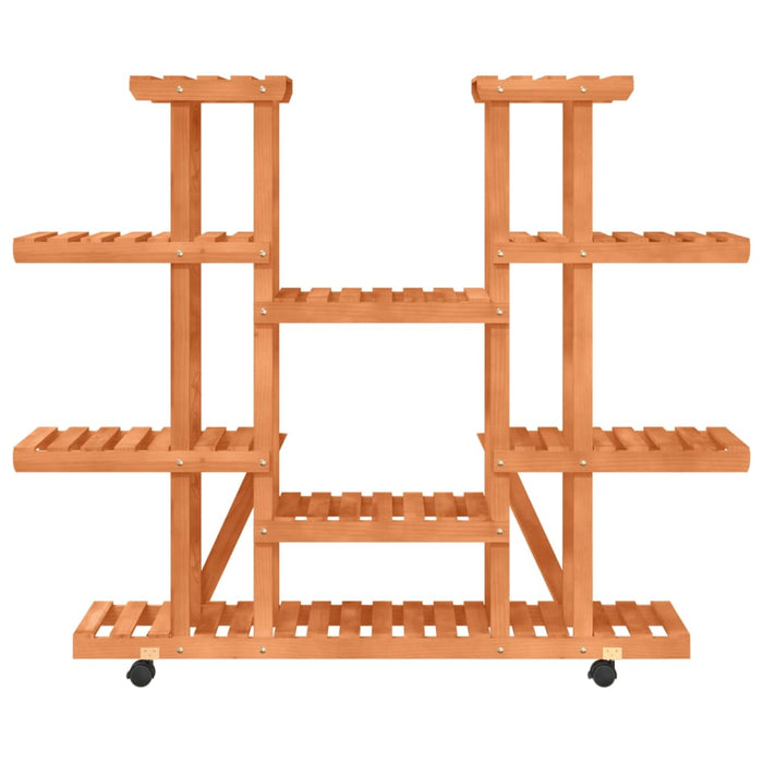 Portavaso con ruote 110 x 25 x 115 cm in legno massello di abete marrone 02_0045226