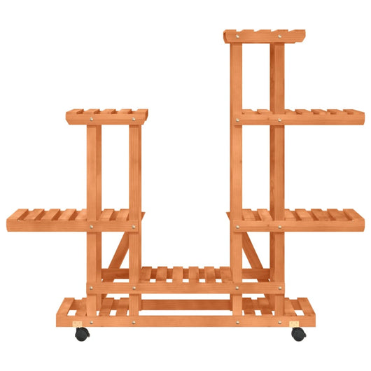 Portavaso con ruote 95 x 25 x 101 cm in legno massello di abete marrone 02_0045233