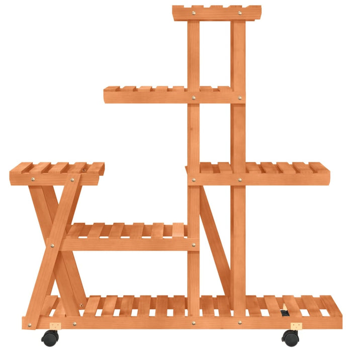 Portavaso con ruote 95 x 25 x 101 cm in legno massello di abete marrone 02_0045232