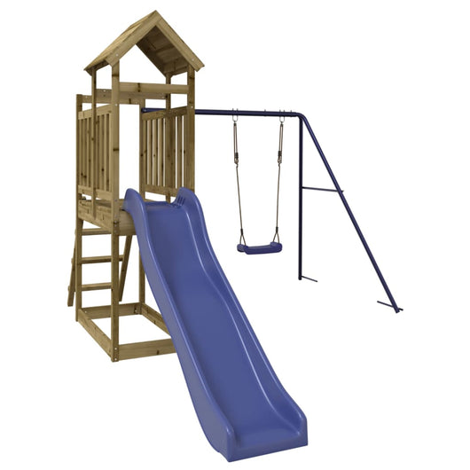 Altalene per parco giochi all'aperto scivolo altalene robuste giochi da giardino242 x 379 x 214 cm legno di pino impregnato 02_0004820
