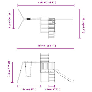 Altalena parco giochi da esterno scivolo altalena robusta giochi da giardino 494 x 235 x 228 cm legno massello di abete Douglas 02_0004634