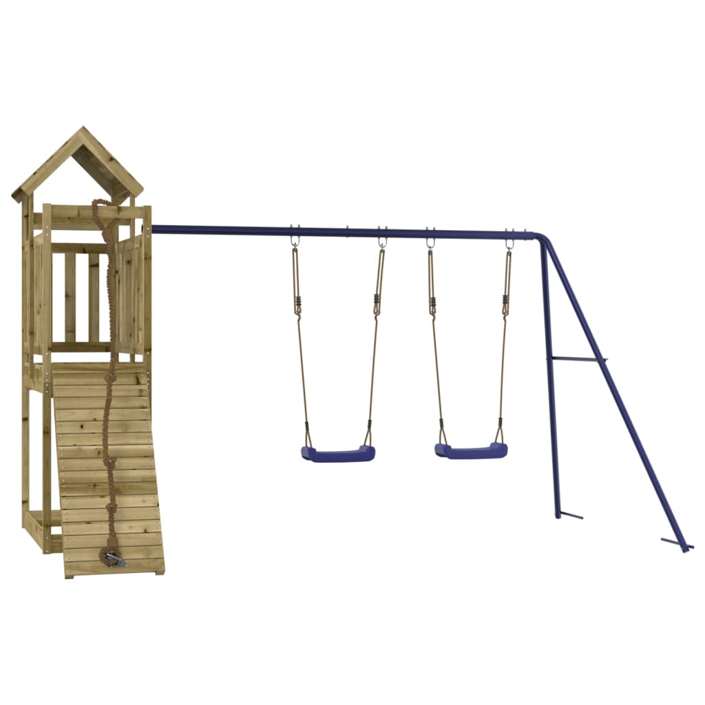 Altalene per parco giochi all'aperto scivolo altalene robuste giochi da giardino 314 x 186 x 214 cm legno di pino impregnato 02_0004745