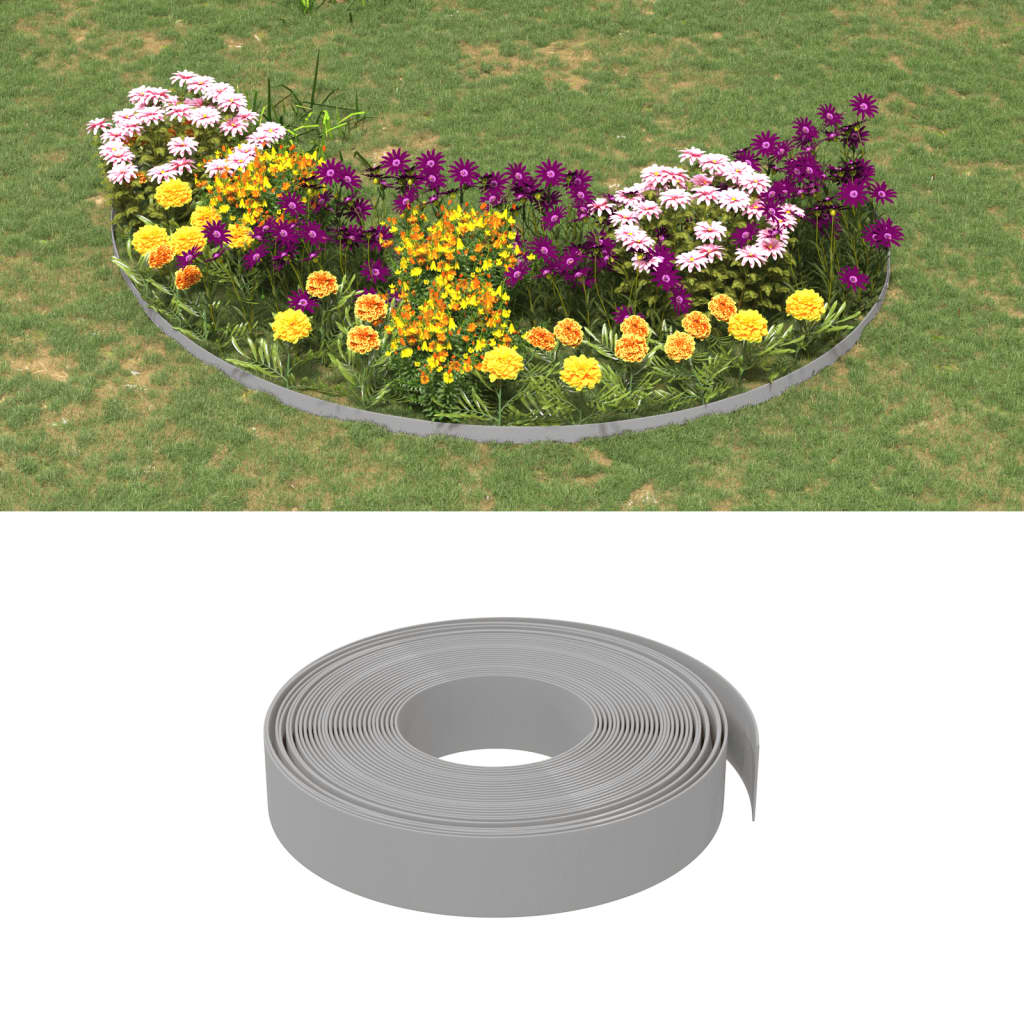 Bordature da Giardino 3 pz Grigie 10 m 10 cm in Polietilenecod mxl 117993