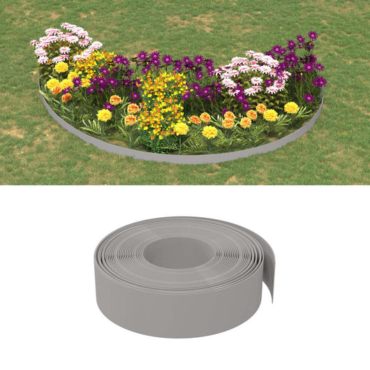 Bordature da Giardino 4 pz Grigie 10 m 15 cm in Polietilene 3155442