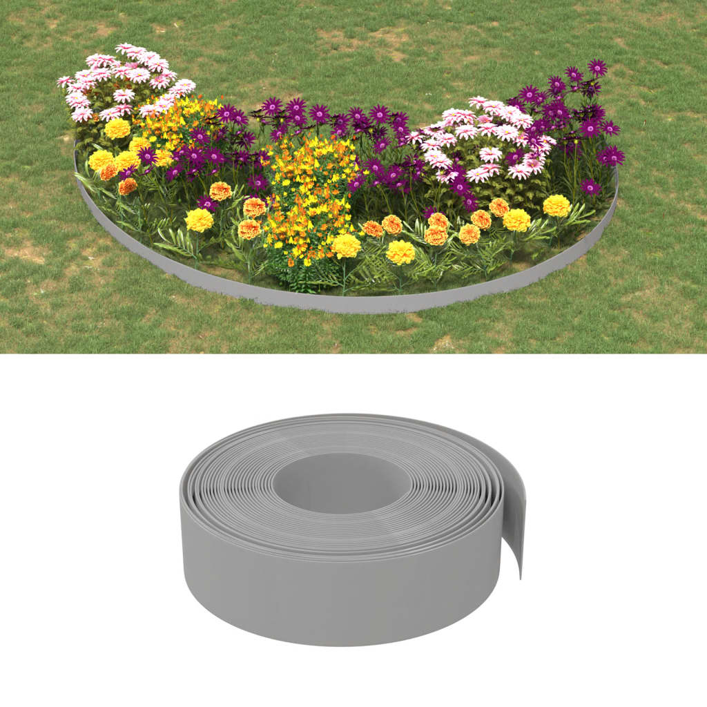 Bordature da Giardino 5 pz Grigie 10 m 15 cm in Polietilenecod mxl 117995