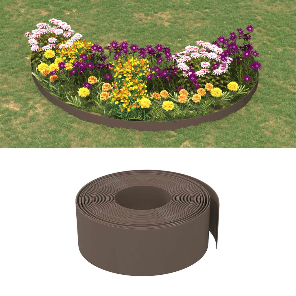 Bordature da Giardino 4 pz Marroni 10 m 20 cm in Polietilene 3155462