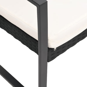 Panca da Giardino a 2 Posti con Cuscini in Rattan PP Nero 360209