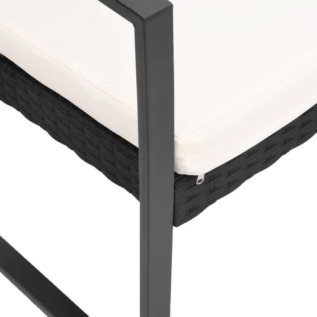 Panca da Giardino-Panca da esterno a 2 Posti con Cuscini in Rattan PP Nero