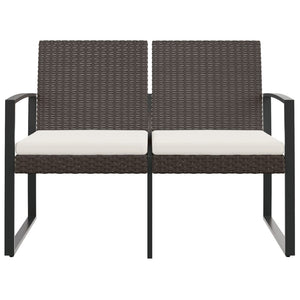 Panca da Giardino a 2 Posti con Cuscini in Rattan PP Marrone 360210
