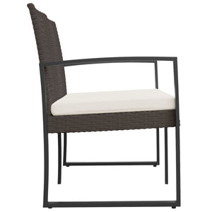 Panca da Giardino a 2 Posti con Cuscini in Rattan PP Marrone 360210