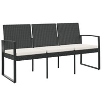 Panca da Giardino a 3 Posti con Cuscini in Rattan PP Nero 360212