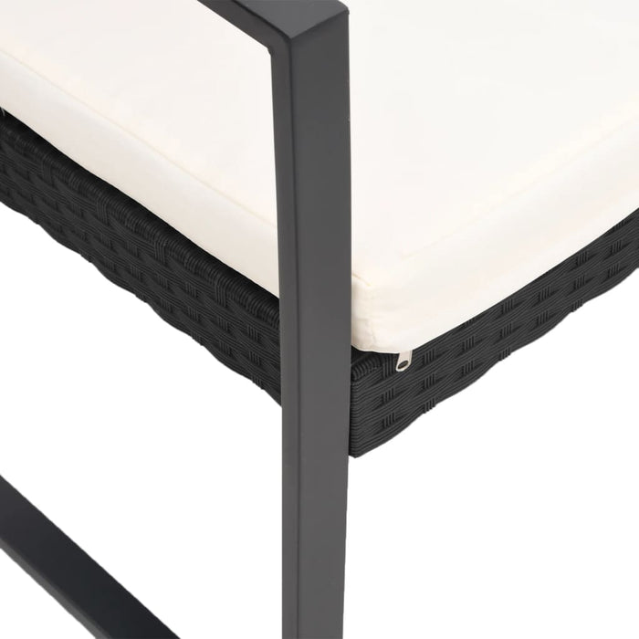 Panca da Giardino a 3 Posti con Cuscini in Rattan PP Nero 360212