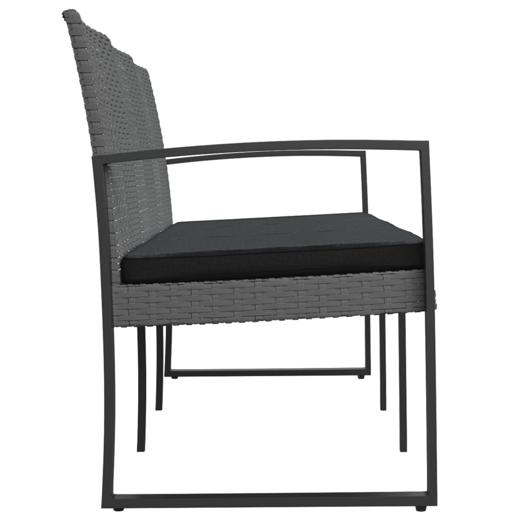 Panca da Giardino a 3 Posti con Cuscini Rattan PP Grigio Scuro 360214