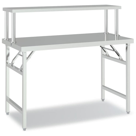 Tavolo da lavoro professionale da cucina con ripiano 120 x 60 x 115 cm in acciaio inox 02_0045423