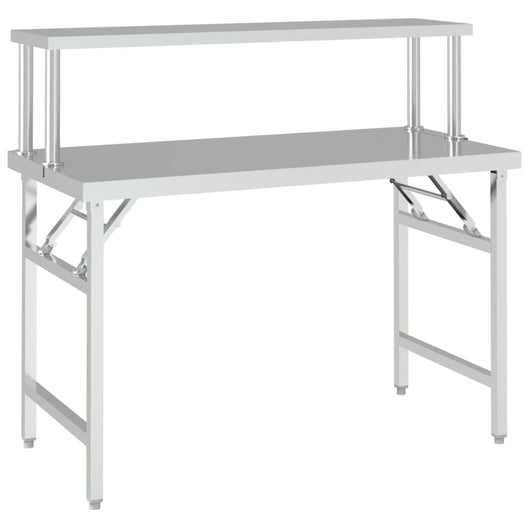Tavolo da lavoro professionale da cucina con ripiano 120 x 60 x 115 cm in acciaio inox 02_0045423