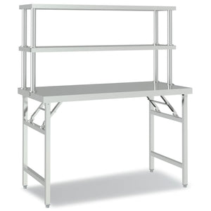 Tavolo Lavoro Cucina con Ripiano 120x60x145 cm Acciaio Inox 3155992