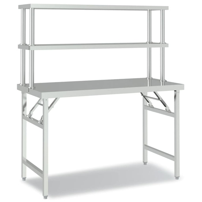 Tavolo Lavoro Cucina con Ripiano 120x60x145 cm Acciaio Inox 3155992