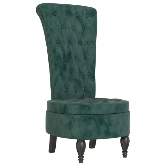 Sedia Schienale Alto Design con Bottoni in Velluto Verde Scuro 352466