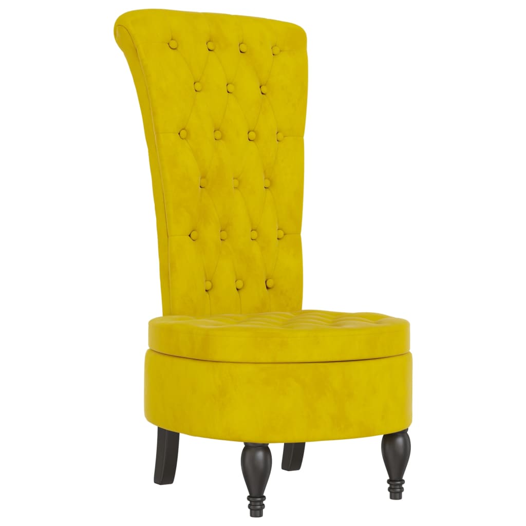 Sedia con Schienale Alto Design con Bottoni in Velluto Giallo 352469