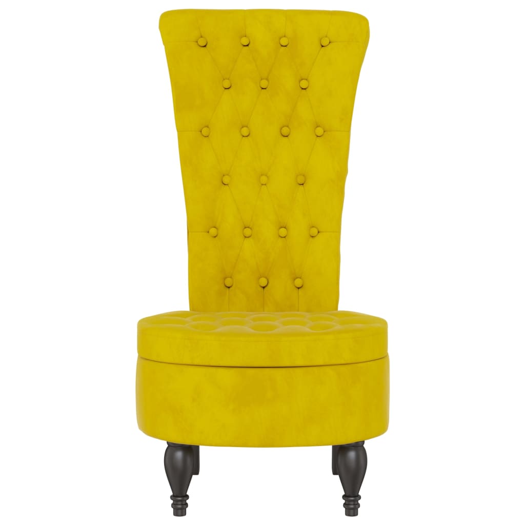 Sedia con Schienale Alto Design con Bottoni in Velluto Giallo 352469