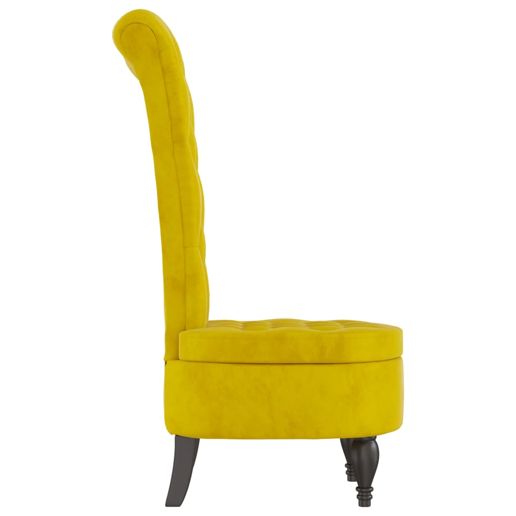 Sedia con Schienale Alto Design con Bottoni in Velluto Giallo 352469