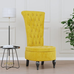 Sedia con Schienale Alto Design con Bottoni in Velluto Giallo 352469