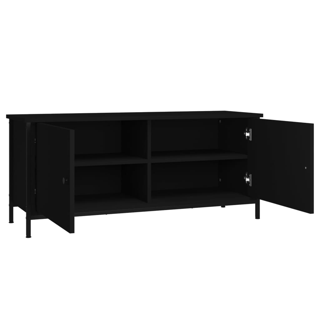 Mobile Porta TV con Ante-Mobile per TV-Credenza TV Nero 102x35x45 cm in Legno Multistrato