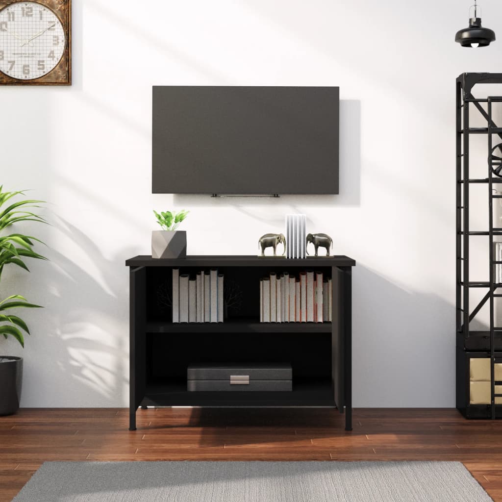 Mobile Porta TV con Ante-Mobile per TV-Credenza TV Nero 60x35x45 cm in Legno Multistrato