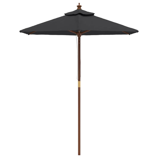 Ombrellone da giardino con palo in legno 196 x 231 cm nero 02_0008342