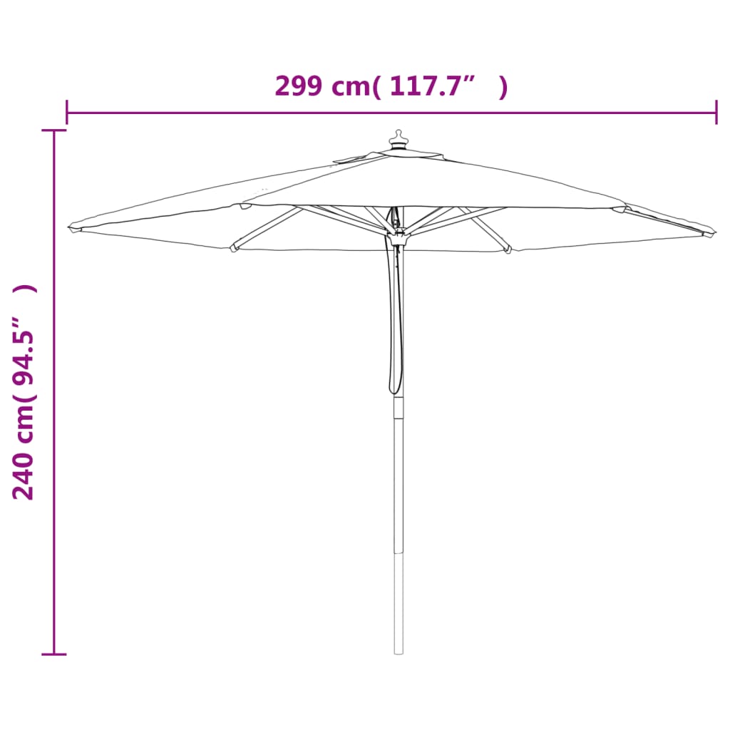 Ombrellone da Giardino con Palo in Legno Antracite 299x240 cm 363169