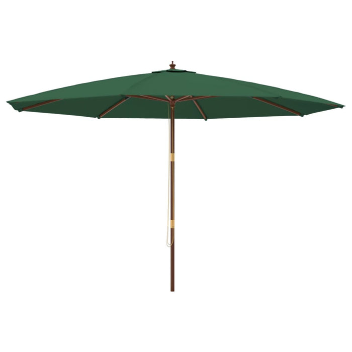 Ombrellone da Giardino con Palo in Legno Verde 400x273 cm