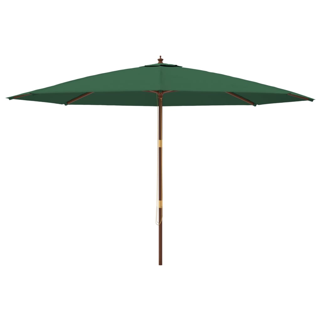 Ombrellone da Giardino con Palo in Legno Verde 400x273 cm