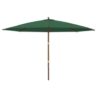 Ombrellone da Giardino con Palo in Legno Verde 400x273 cm