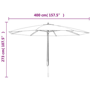 Ombrellone da Giardino con Palo in Legno Verde 400x273 cm