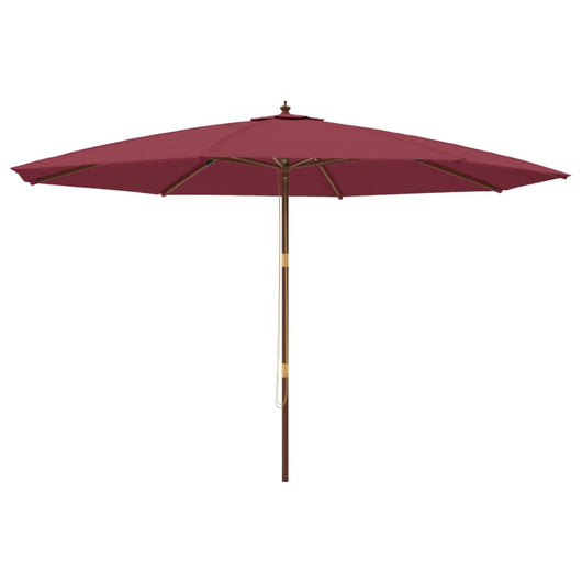 Ombrellone da giardino con palo in legno 400 x 273 cm rosso bordeaux 02_0008351