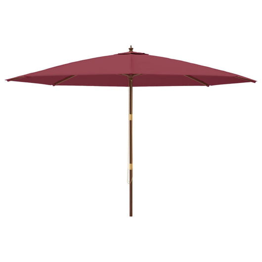Ombrellone da giardino con palo in legno 400 x 273 cm rosso bordeaux 02_0008351