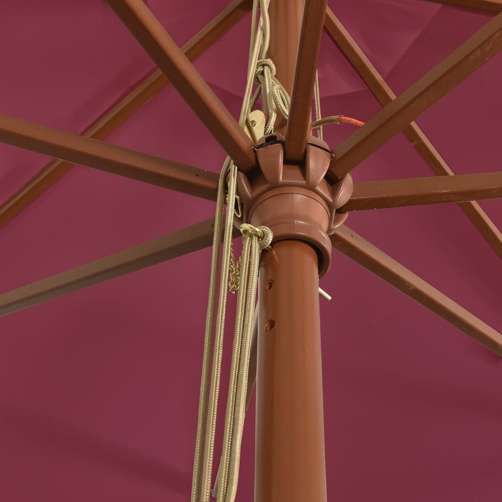 Ombrellone da giardino con palo in legno 400 x 273 cm rosso bordeaux 02_0008351
