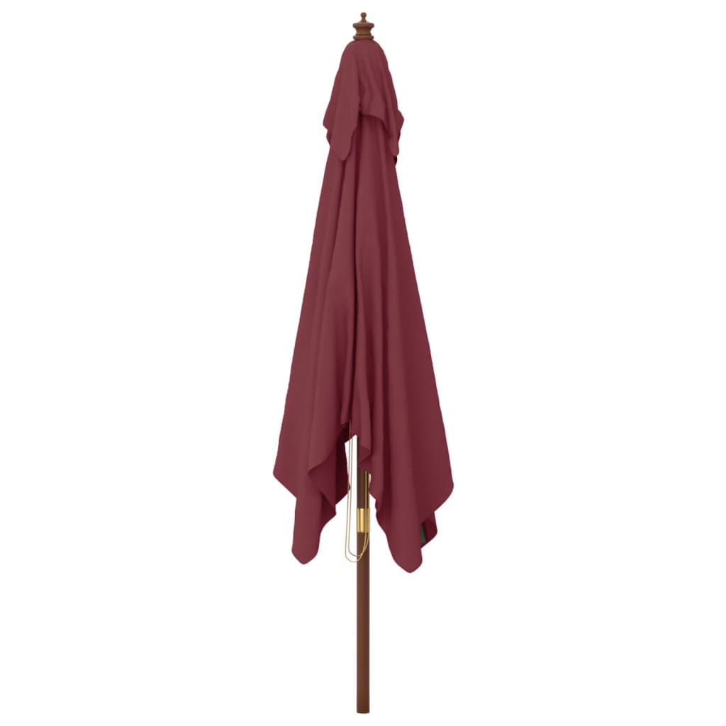 Ombrellone da Giardino Palo Legno Rosso Bordeaux 300x300x273 cm 363195