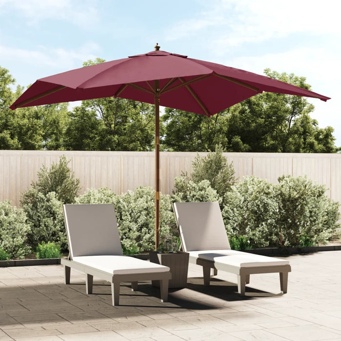 Ombrellone da Giardino Palo Legno Rosso Bordeaux 300x300x273 cm 363195