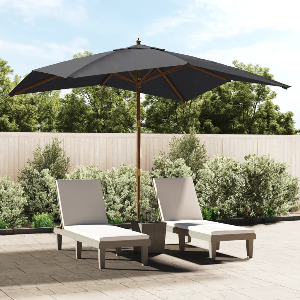Ombrellone da Giardino con Palo in Legno Nero 300x300x273 cm 363197