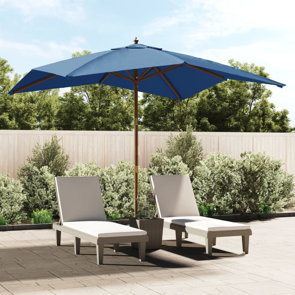 Ombrellone da Giardino con Palo in Legno Azzurro 300x300x273 cmcod mxl 103411