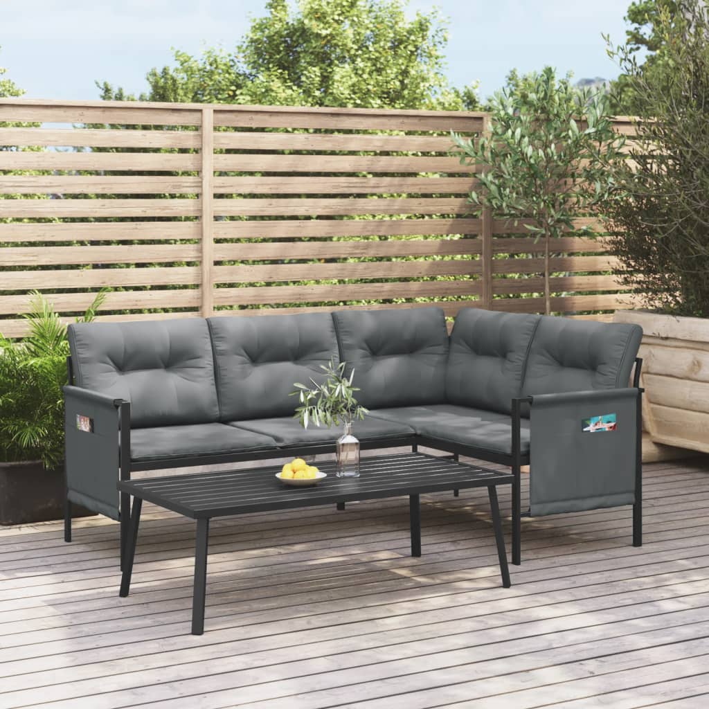 Divano Angolare da Giardino-Sofa da Giardino-Divanetto da esterno Antracite in Acciaio e Textilene