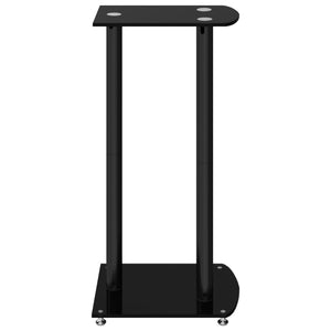 Pedane per Casse 2pz Nero Vetro Temperato Design a 3 Pilastri 51804